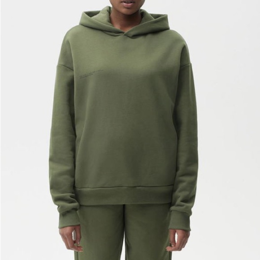 Pangaia Comfy 365 Mid Weight Cotton Hoodie in Green Olive